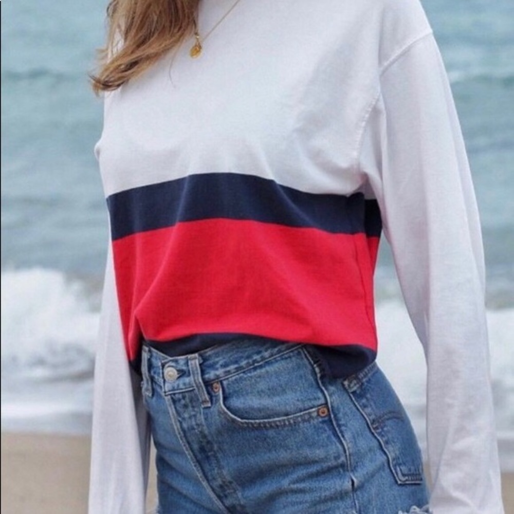 Brandy Melville red white and blue top